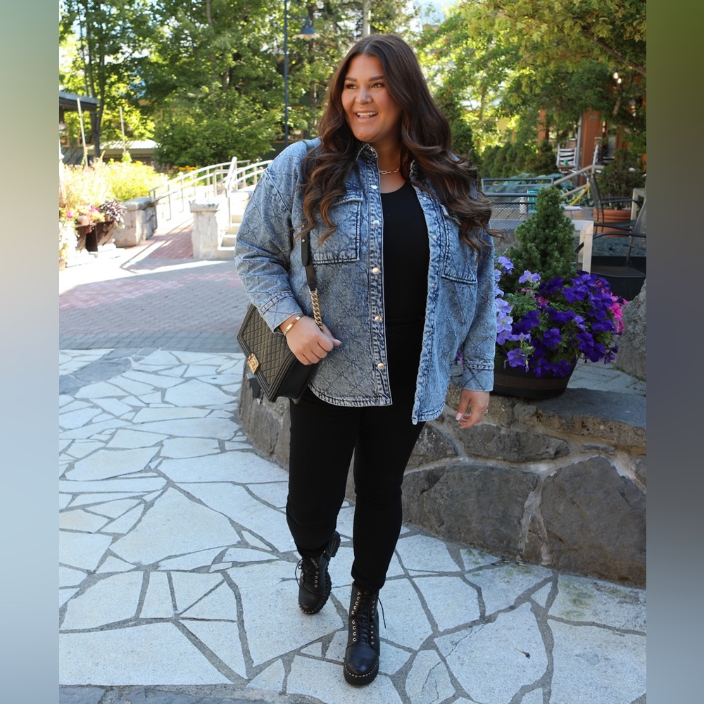 Good American Quilted Denim Jacket